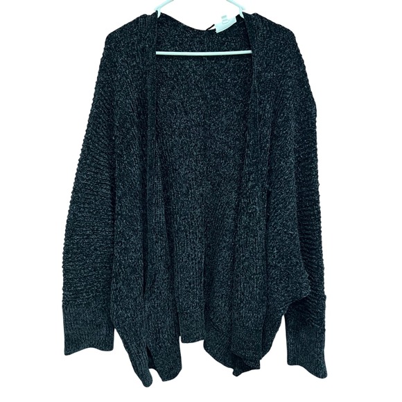 Studio‎ B Chenille Cardigan Open Front Cozy Knit Sweater Black 2X - Picture 1 of 8